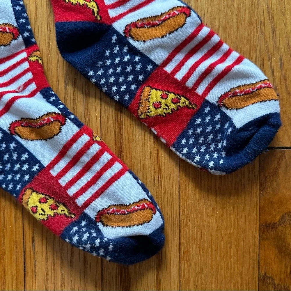 Unbranded Kids Unisex Socks Pizza Hot Dog Patchwork Multicolored Size 1-4